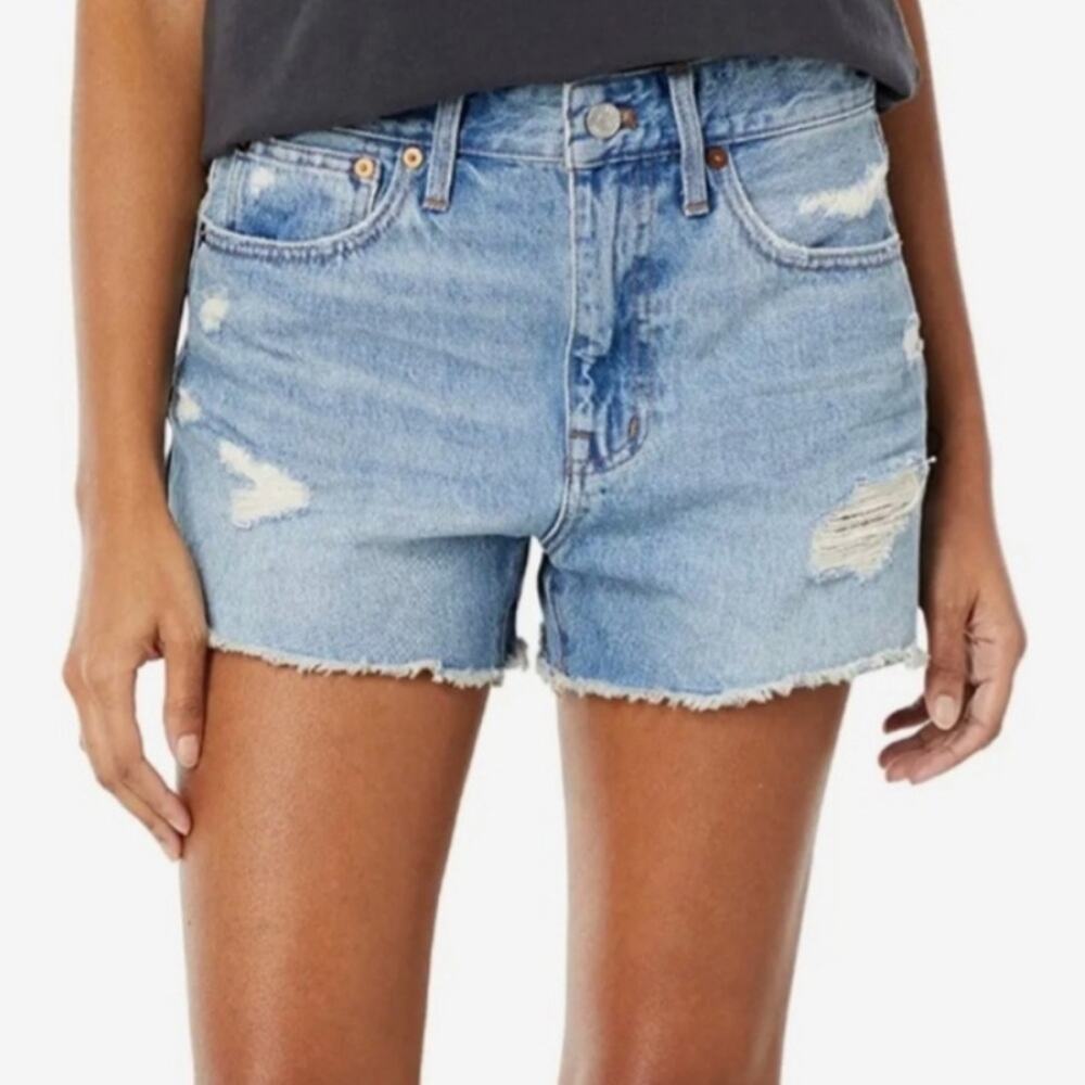 Madewell Relaxed Denim Shorts Distressed High Rise Size 28